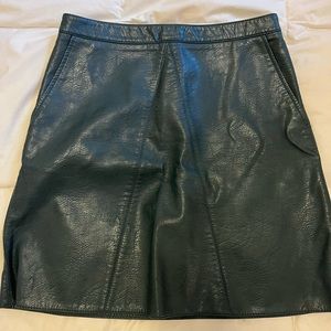 Zara hunter green leather A-line mini skirt
